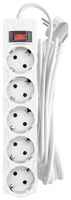 CBR Сетевой фильтр CSF 2505-3.0 White CB, 5 евророзеток, длина кабеля 3 метра, цвет белый (коробка)