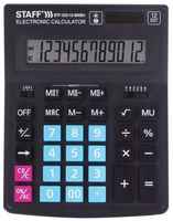 Калькулятор настольный STAFF PLUS STF-333-BKBU 12-разрядный черный 250461