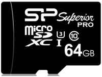 Флеш карта microSD 64GB Silicon Power Superior microSDXC Class 10 UHS-I U3 90/80 MB/s (SD адаптер)
