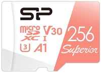 Флеш карта microSD 256GB Silicon Power Superior A1 microSDXC Class 10 UHS-I U3 100 / 80 Mb / s (SD адаптер)