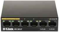 D-Link DSS-100E-6P/A1A Неуправляемый коммутатор с 6 портами 10/100Base-TX (4 порта PoE 802.3af/at, PoE-бюджет 55 Вт, дальность до 250 м) {10} (461910)