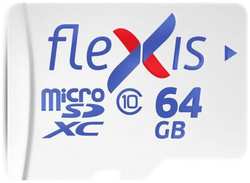 Карта памяти microSDXC 64GB Cl10 U1, c адаптером, Flexis (FMSD064GU1A)