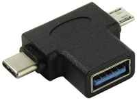 Переходник microUSB Type-C USB 3.0 VCOM Telecom CA434 черный