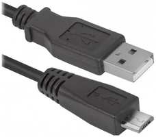 Кабель microUSB 1.8м Defender USB08-06 круглый черный 87459