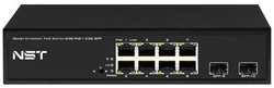 NST PoE коммутатор Gigabit Ethernet на 8 RJ45 + 2 SFP порта. Порты: 8 х GE (10 / 100 / 1000 Base-T) с поддержкой PoE (IEEE 802.3af / at), 2 x GE SFP (1000 Base- (NS-SW-8G2G-P)