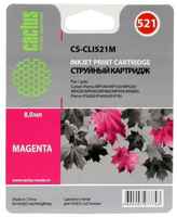 Картридж Cactus CS-CLI521M для Canon Pixma MP540/ MP550/ MP620/ MP630/ MP640/ MP660/ MP980/ MP990; iP3600/ iP4600/ iP4700; MX860, пурпурный, 446 стр