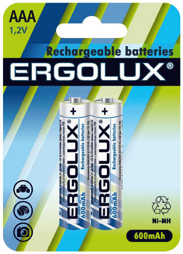 Аккумулятор AAA - Ergolux 1.2V 600mAh Ni-Mh NHAAA600BL2 (2 штуки) 12977 21057257