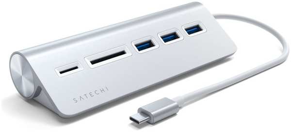 Хаб USB Satechi Aluminum Type-C - USB 3.0 Hub & Micro/SD Card Reader Silver ST-TCHCRS 21161430
