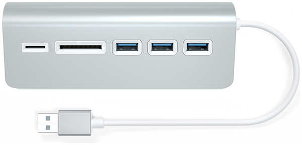 Хаб USB Satechi Aluminum USB 3.0 Hub & Card Reader Silver ST-3HCRS 21243455