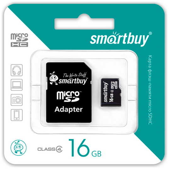 Карта памяти 16Gb - SmartBuy Micro Secure Digital HC Class 10 SB16GBSDCL10-01 с переходником под SD 21270735