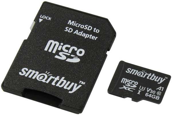 Карта памяти 64Gb - SmartBuy MicroSDHC U3 SB64GBSDU1A-AD 21309221
