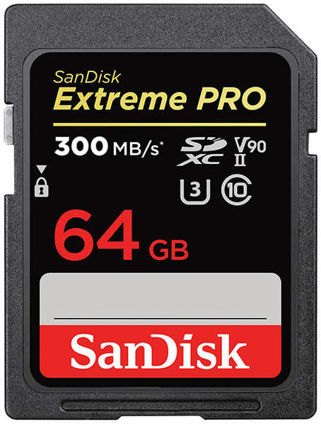 Карта памяти 64Gb - SanDisk Extreme Pro SDXC Class 10 UHS-II U3 SDSDXDK-064G-GN4IN