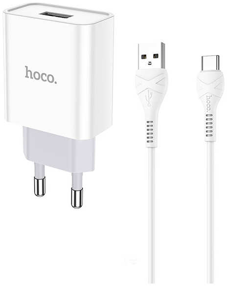 Зарядное устройство Hoco C81A USB + Cable USB Type-C White 6931474727961 21320969