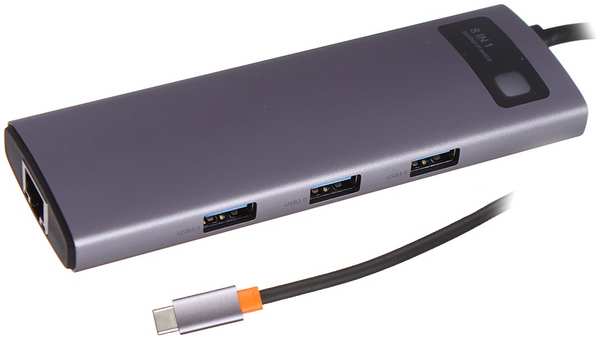 Хаб USB Baseus Metal Gleam Series 8-in-1 Multifunctional Type-C HUB Docking Station Grey CAHUB-CV0G 21326086