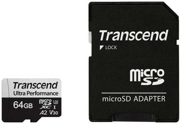 Карта памяти 64Gb - Transcend MicroSDXC 340S UHS-I U3 V30 A2 TS64GUSD340S с адаптером SD 340S TS64GUSD340S 21327385