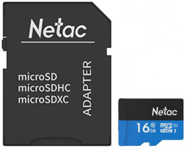 Карта памяти 16Gb - Netac microSDHC P500 NT02P500STN-016G-R с переходником под SD 21328440