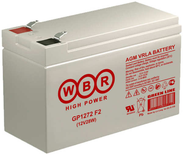 Аккумулятор для ИБП WBR GP1272 12V 28W 7.2Ah клеммы F2 21338039