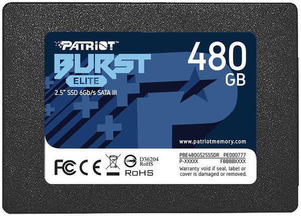Твердотельный накопитель Patriot Memory Burst Elite 480Gb PBE480GS25SSDR Burst Elite PBE480GS25SSDR