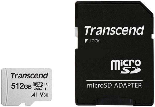 Карта памяти 512Gb - Transcend 300S Micro Secure Digital XC Class 10 UHS-I TS512GUSD300S-A с переходником под SD 21349654