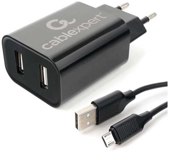 Зарядное устройство Gembird Cablexpert 2xUSB 2.4A + кабель MicroUSB MP3A-PC-35