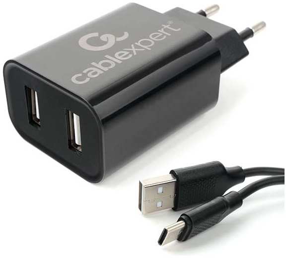 Зарядное устройство Gembird Cablexpert 2xUSB 2.4A + кабель Type-C MP3A-PC-37 21356095