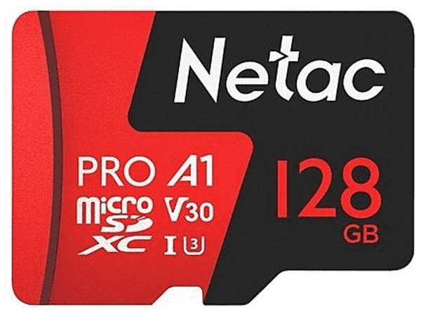 Карта памяти 128Gb - Netac P500 Extreme Pro MicroSDXC Class 10 A1 V30 NT02P500PRO-128G-S