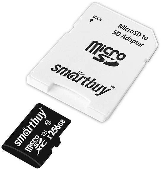 Карта памяти 256Gb - SmartBuy MicroSDXC Class 10 Pro UHS-I U3 SB256GBSDCL10U3-01 с адаптером SD 21370506