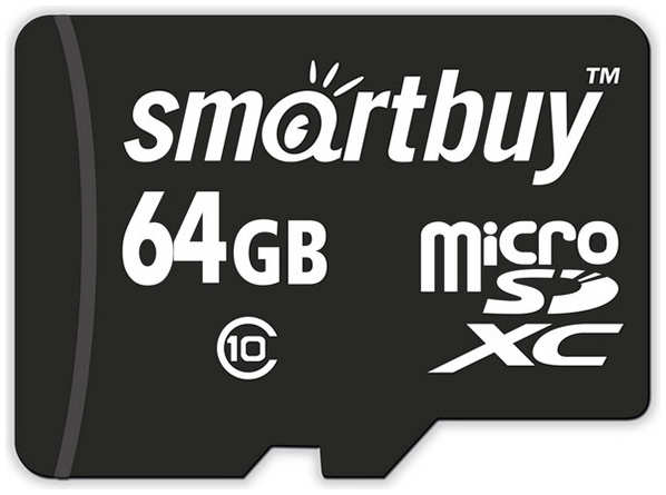 Карта памяти 64Gb - SmartBuy MicroSD Class 10 SB64GBSDCL10-00LE 21370517