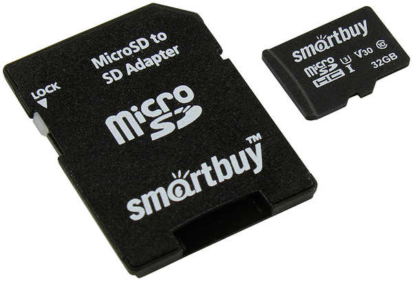 Карта памяти 32Gb - SmartBuy MicroSD Class 10 Pro UHS-I U3 SB32GBSDCL10U3L-01 с адаптером SD MicroSD 32GB Сlass 10 Pro UHS-I U3 21370520