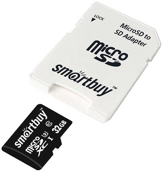 Карта памяти 32Gb - SmartBuy MicroSD Class 10 Pro UHS-I U3 SB32GBSDCL10U3-01 с адаптером SD MicroSD Сlass 10 Pro UHS-I U3
