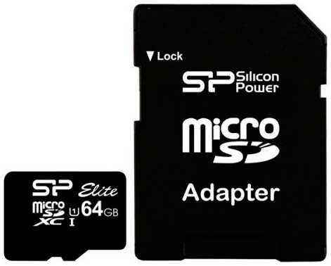 Карта памяти 64Gb - Silicon Power MicroSD Class 10 Elite UHS-I SP064GBSTXBU1V10SP с адаптером SD 21370525