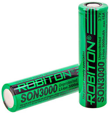 Аккумулятор 18650 - Robiton 3000mAh SON3000 15А PK1 (1 штука) 15700