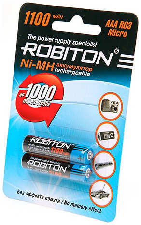 Аккумулятор AAA - Robiton 1100mAh 1100MHAAA-2 BL2 (2 штуки) 10187 21372587