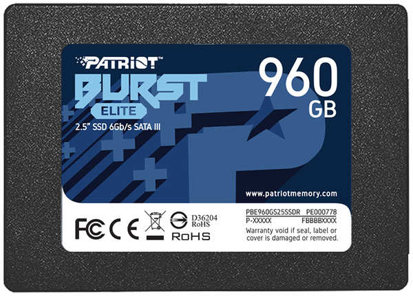 Твердотельный накопитель Patriot Memory Burst Elite 960Gb PBE960GS25SSDR 21382565
