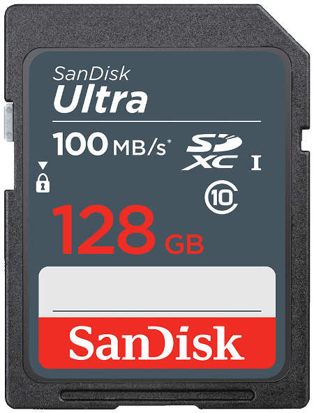 Карта памяти 128Gb - SanDisk Ultra SDXC Class 10 UHS-I SDSDUNR-128G-GN3IN 21382588