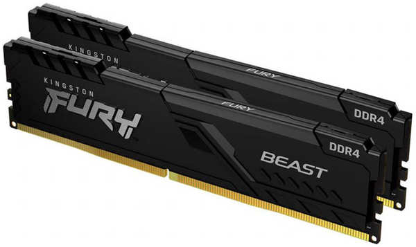 Модуль памяти Kingston Fury Beast Black DDR4 DIMM 3200MHz PC-25600 CL16 - 32Gb Kit (2x16Gb) KF432C16BBK2/32 21397821