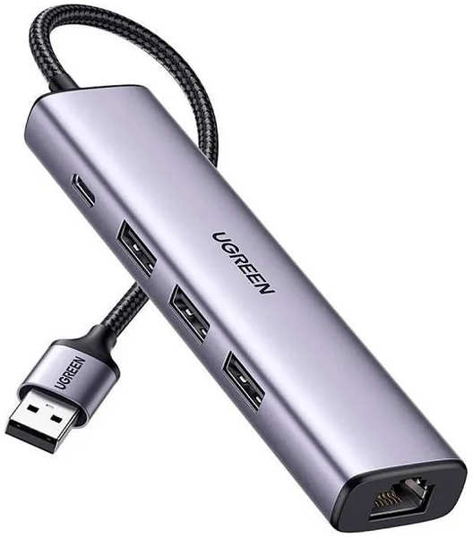 Хаб Ugreen CM475 USB3.0 to 3xUSB3.0 +RJ45 Grey 60554 21505132