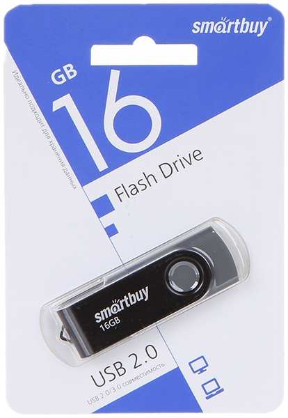 USB Flash Drive 16Gb - SmartBuy UFD 2.0 Twist Black SB016GB2TWK 21505378