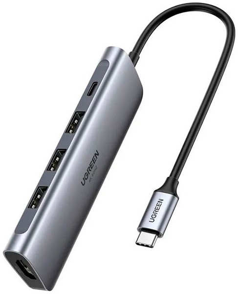 Хаб USB Ugreen CM136 USB-C - 3xUSB3.0+HDMI+USB-C Space 70495