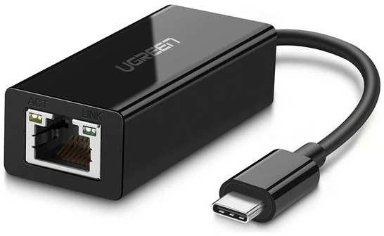 Сетевая карта Ugreen US236 USB Type-C 3.1 Gen1 to 10/100/1000Mbps Ethernet Adapter Black 50307 21512105