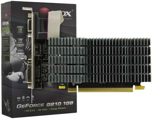 Видеокарта Afox G210 1GB 533MHz PCI-E 1024Mb 1200MHz 64-bit VGA DVI HDMI AF210-1024D2LG2