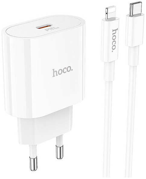 Зарядное устройство Hoco C94A Metro 1xUSB-C 3А PD20W + кабель Lightning 1m White 6931474762184 21517753