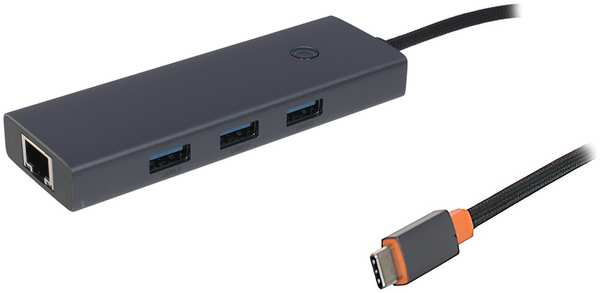 Хаб USB Baseus OS Flite Series 4-Port Type-C - 3xUSB 3.0 + RJ45 Space Grey B0005280A813-00 21555438