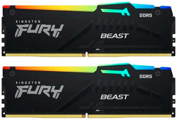 Модуль памяти Kingston Fury Beast Black RGB DDR5 DIMM 6000MHz PC48000 CL36 - 32Gb KIT (2x16Gb) KF560C36BBEAK2-32 21556090