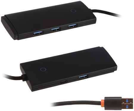Хаб USB Baseus Lite Series 4-Port USB-A HUB USB-A - 4xUSB 3.0 1m Black WKQX030101 21565744