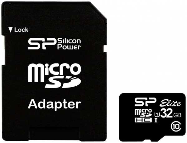 Карта памяти 32Gb - Silicon Power - Micro Secure Digital HC Class 10 UHS-I Elite с переходником под SD SP032GBSTHBU1V10SP SP032GBSTHBU1V10-SP 2157424
