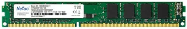Модуль памяти Netac DDR3 DIMM 1600Mhz PC12800 CL11 - 8Gb NTBSD3P16SP-08