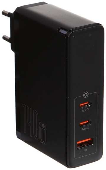 Зарядное устройство Baseus GaN5 Pro 2C+U 140W EU + кабель Type-C Black CCGP100201 21590417