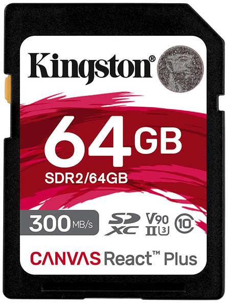 Карта памяти 64Gb - Kingston SDXC UHS-II 300R/260W U3 V90 Canvas React Plus SDR2/64GB 21598072