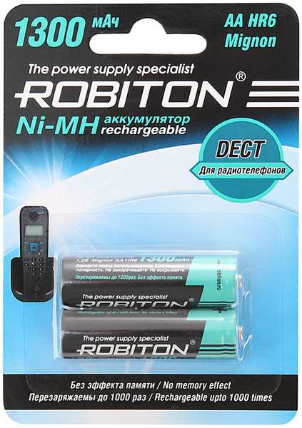 Аккумулятор AA - Robiton DECT 1300MHAA-2 13902 BL2 (2 штуки)